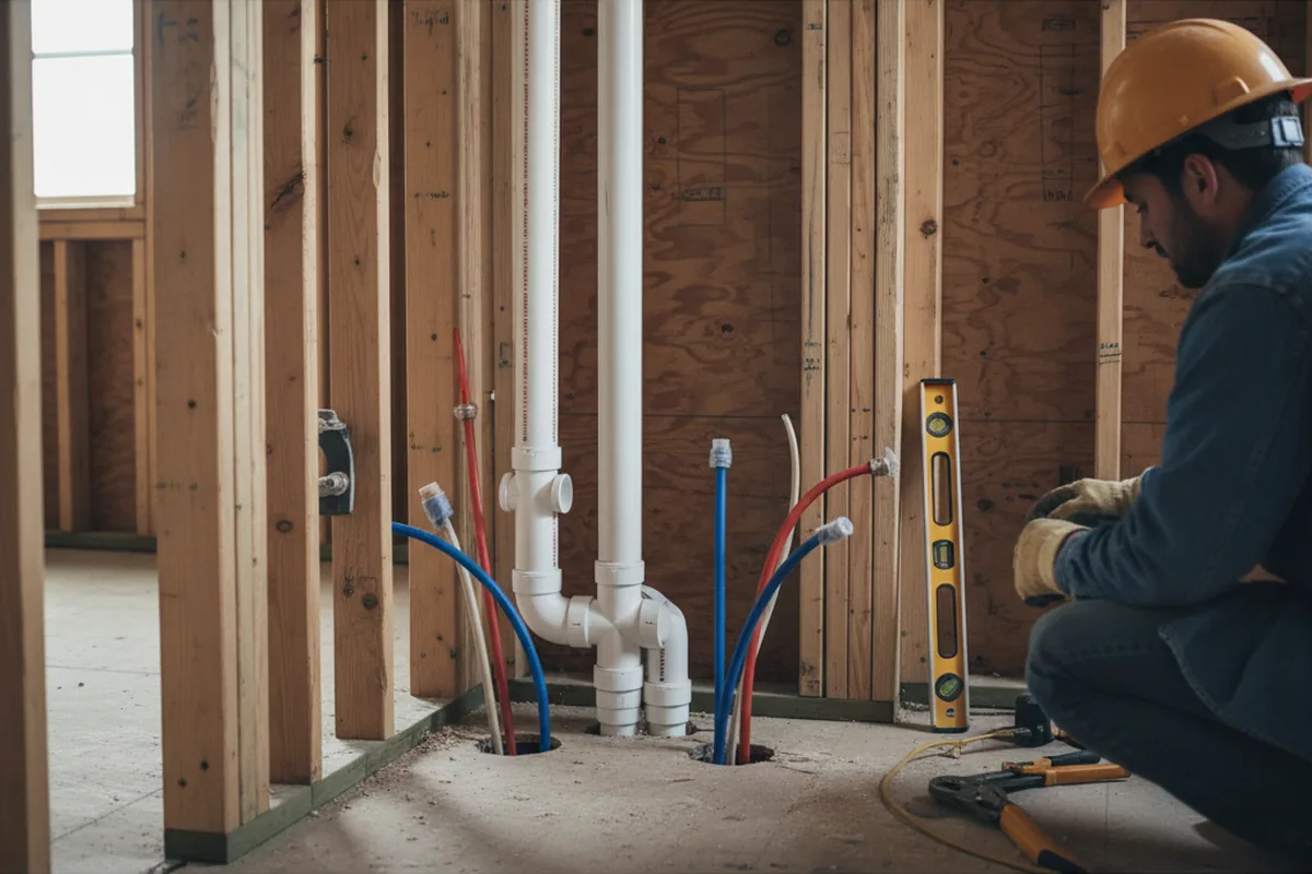 Drain and supply rough-in during Drain Cleaning in Canterbury