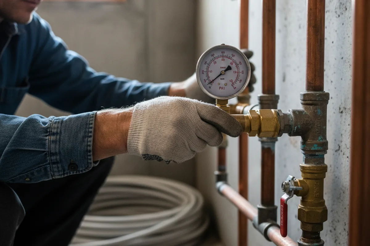 Pressure testing a repaired line during Water Line Repair in Canterbury
